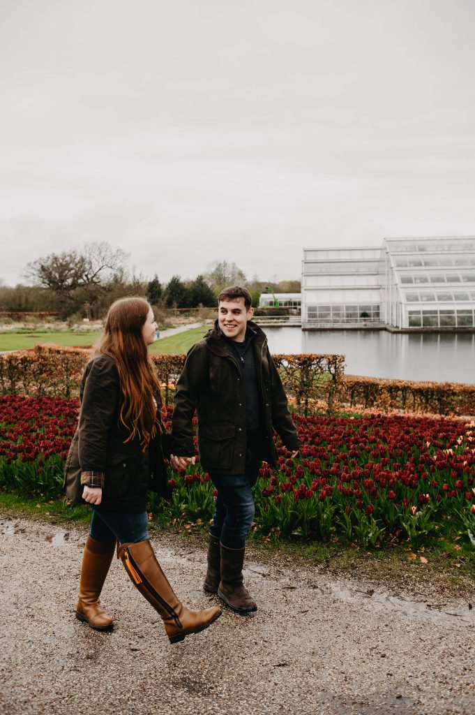 Relaxed and Natural Wisley Gardens Engagement Shoot