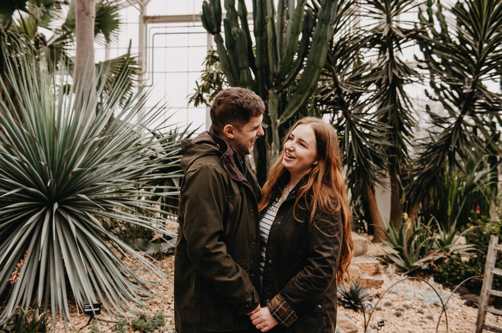 Relaxed Engagement Session - RHS Wisley Glasshouse Portrait