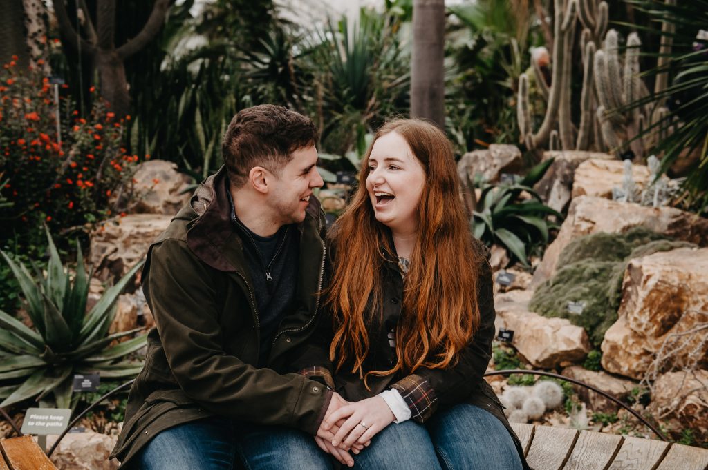 Fun Glasshouse Portraits for RHS Wisley Engagement Shoot