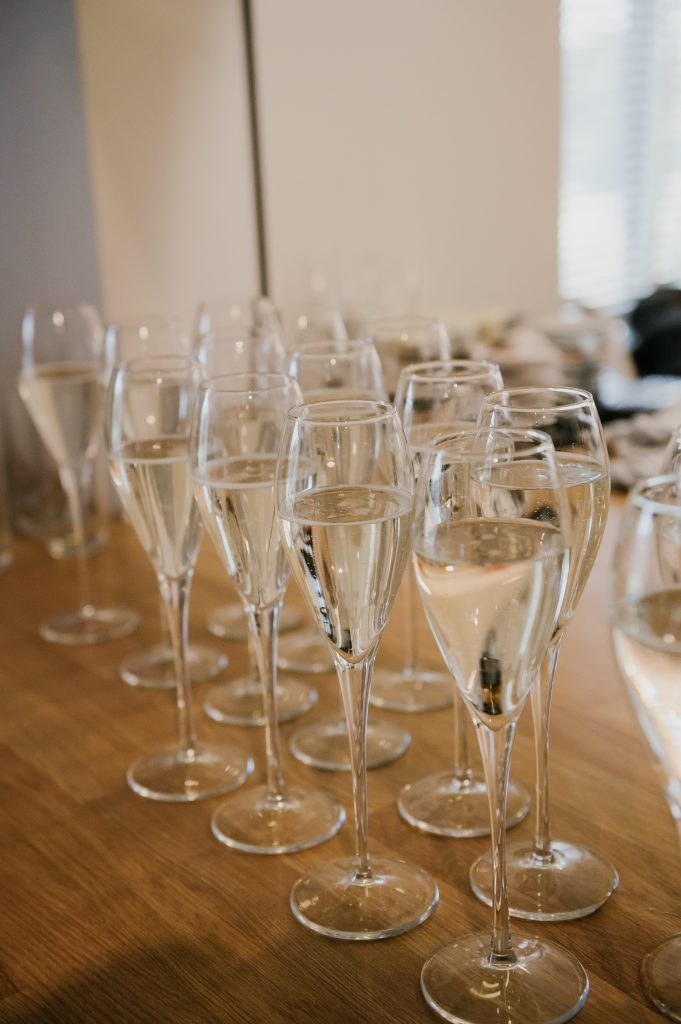 Party Flutes of Champagne for Christening Party