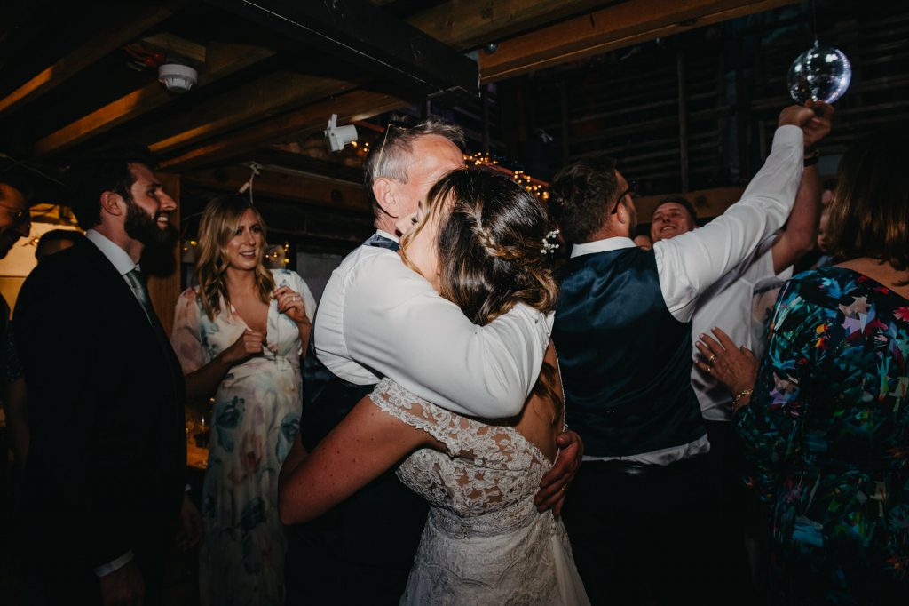 Father and Daughter Embrace on Dance Floor - Surrey Wedding Photography