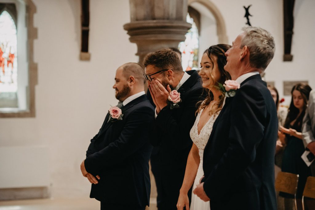 Emotional Moment in Church Ceremony - Surrey Wedding Photography