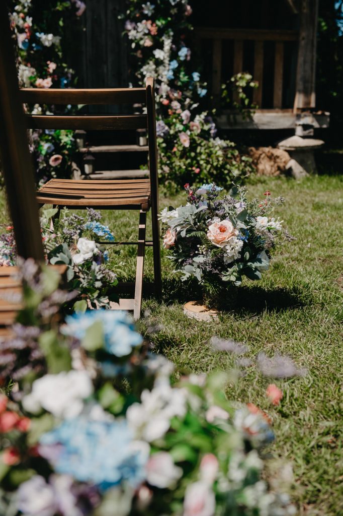 Outdoor Surrey Wedding Flower Display