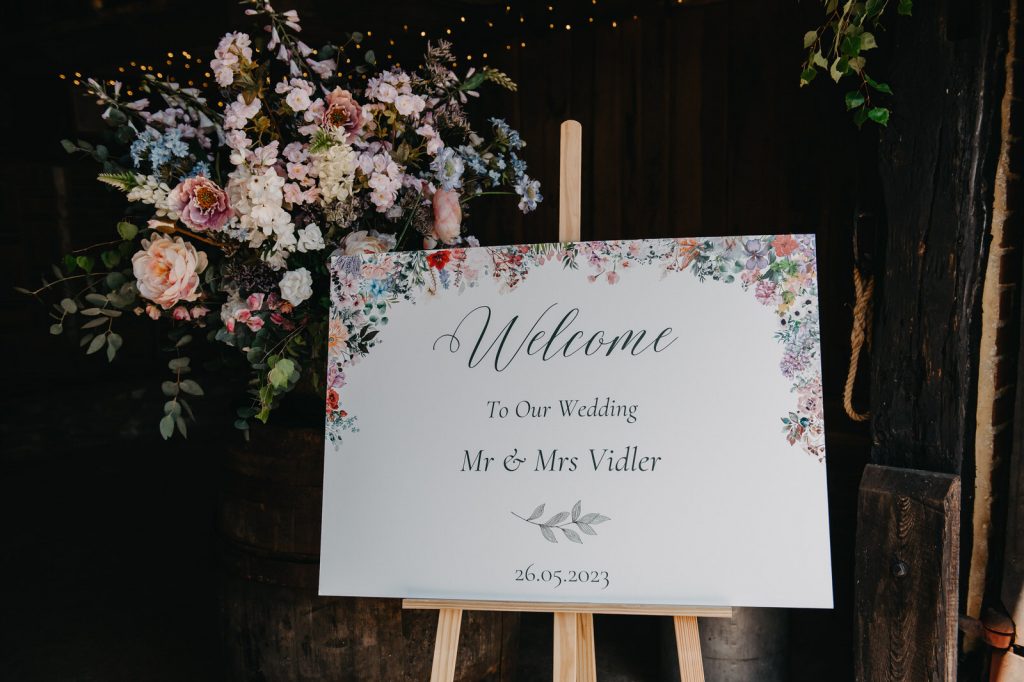 Bespoke Welcome Sign - Surrey Wedding Photographer