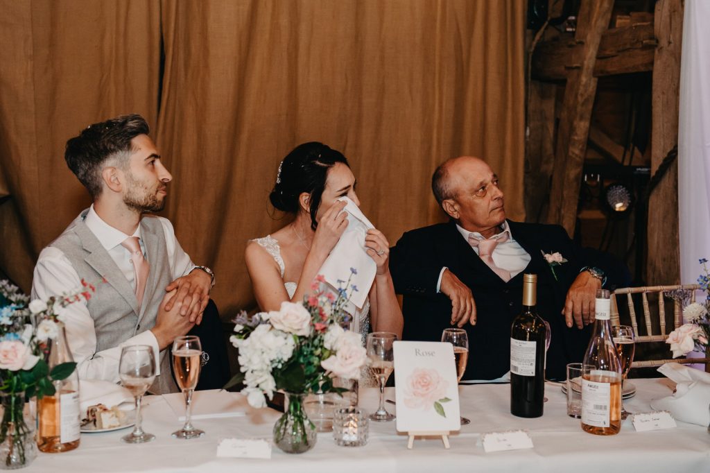Emotional Wedding Speech Reactions - Gildings Barn Wedding