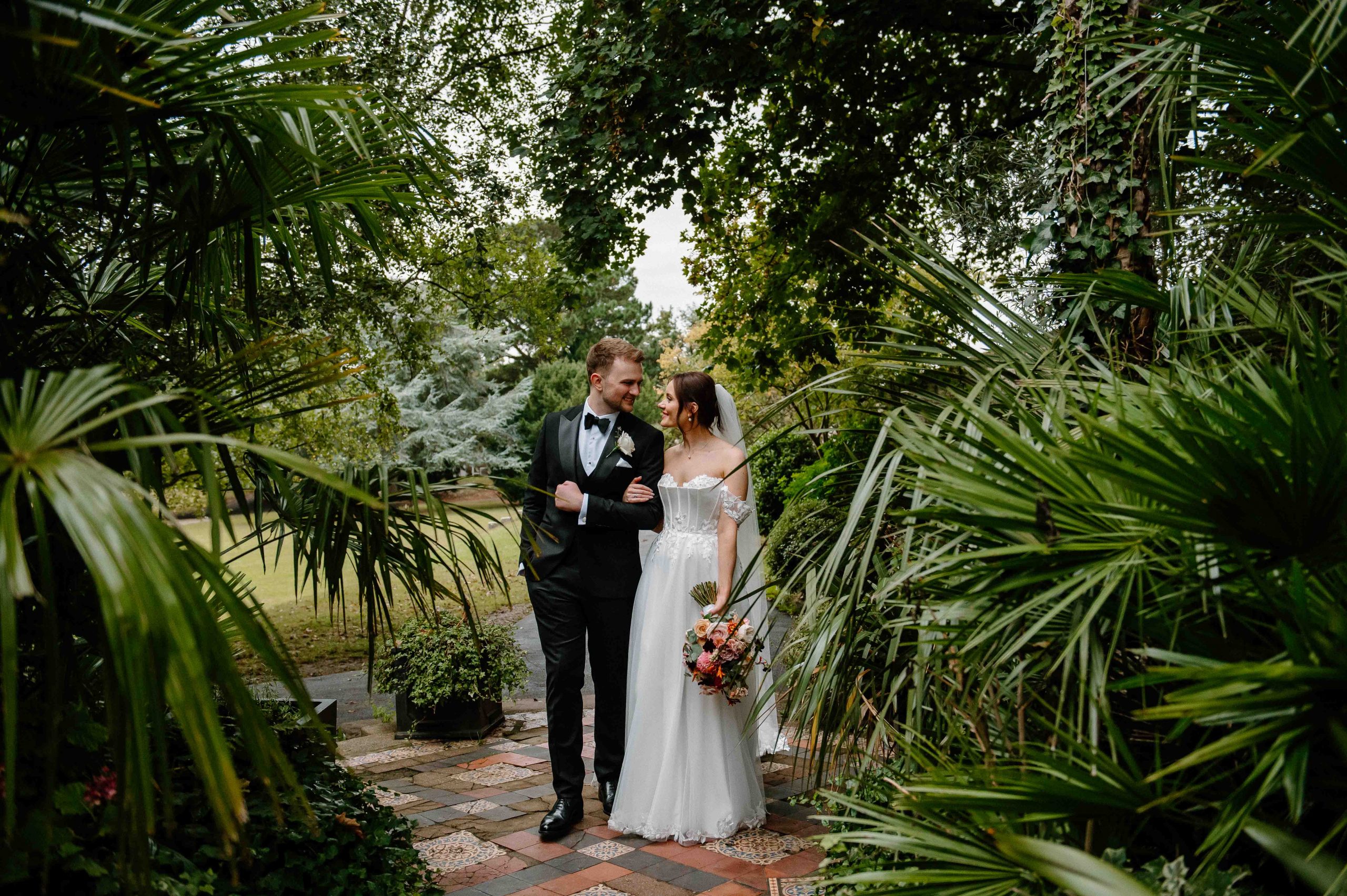 Surrey Wedding Photography - Tropical Couples Portrait in Hampton Court House