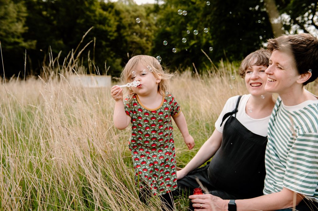 Fun and interactive family portrait outdoor Surrey family shoot