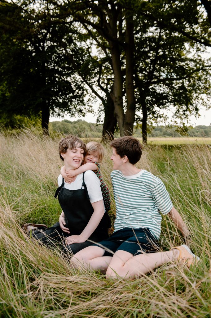 Relaxed family portrait outdoor Surrey family shoot