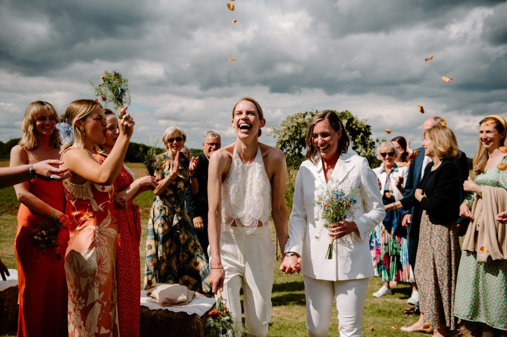 Fun Confetti Moment - Outdoor Barn Wedding