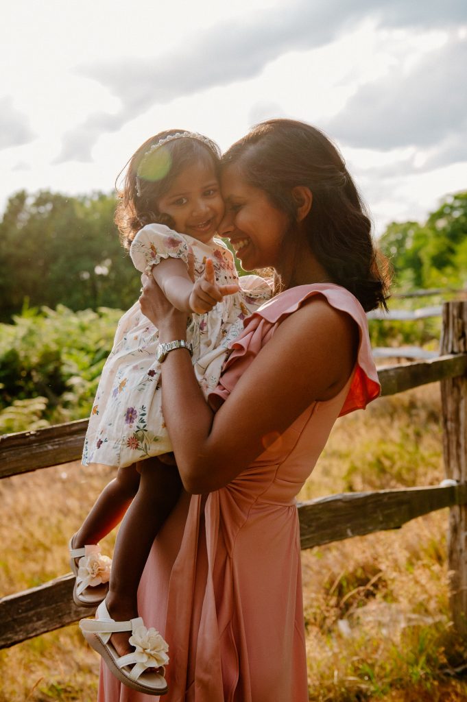 Mother and Daughter Sunset Portrait. Richmond Park Family Shoot at Sunset. 