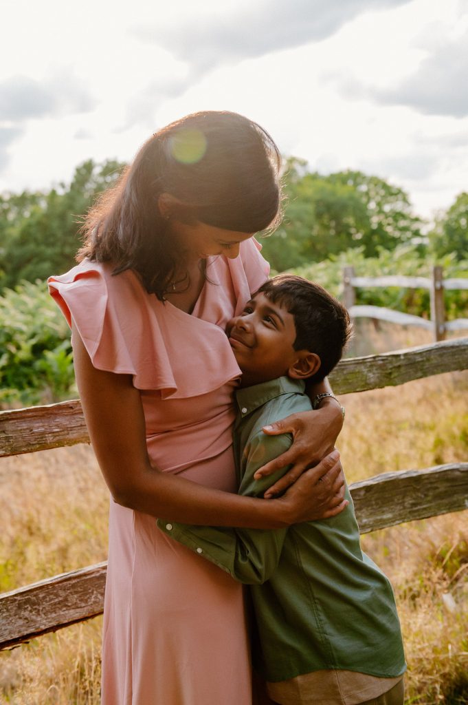 Mother and Son Sunset Portrait. Richmond Park Family Shoot at Sunset. 