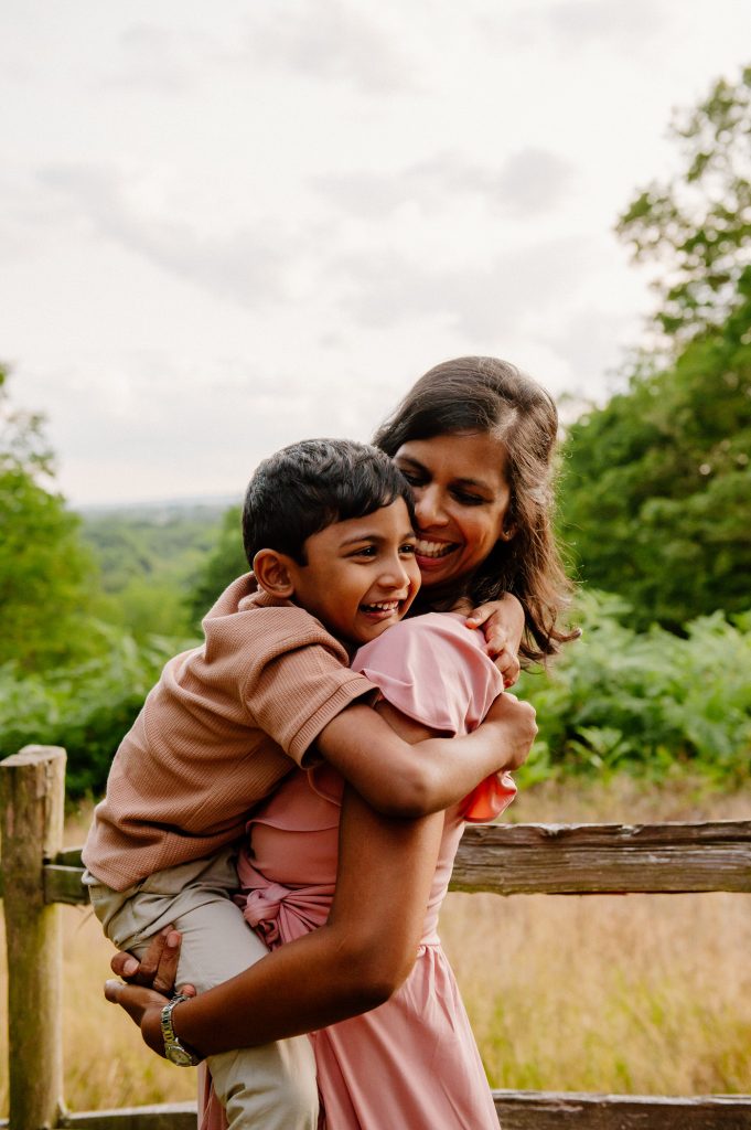 Mother and Son Sunset Portrait. Richmond Park Family Shoot at Sunset. 