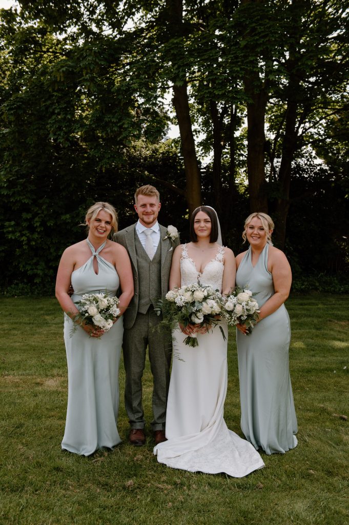 Group Photographs Outside in Gardens for Leatherhead Registry Wedding 