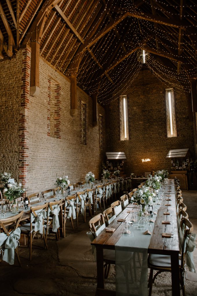 Decorated Wedding Breakfast Room for Oxenford Farm Barn Wedding 