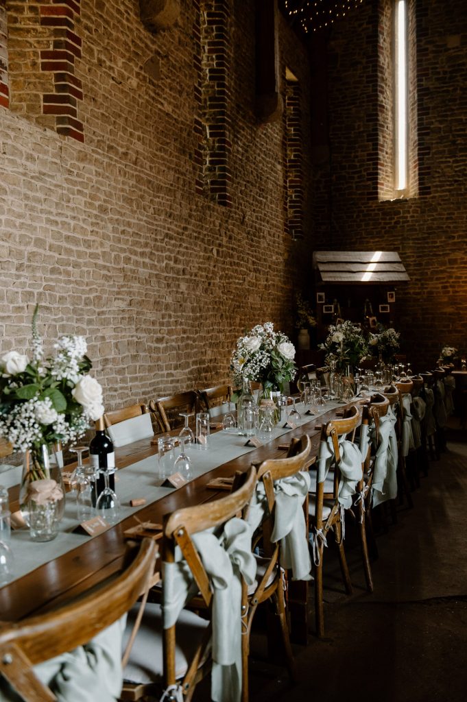 Decorated Wedding Breakfast Room for Oxenford Farm Barn Wedding 