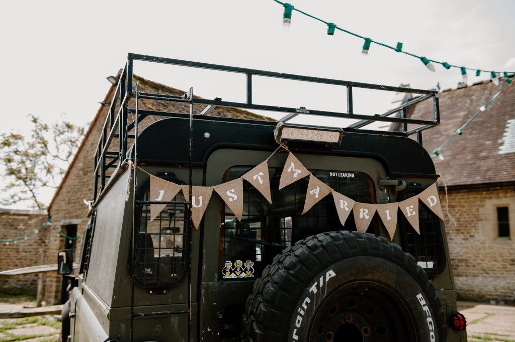 Personalised Landrover for Oxenford Farm Barn Wedding 