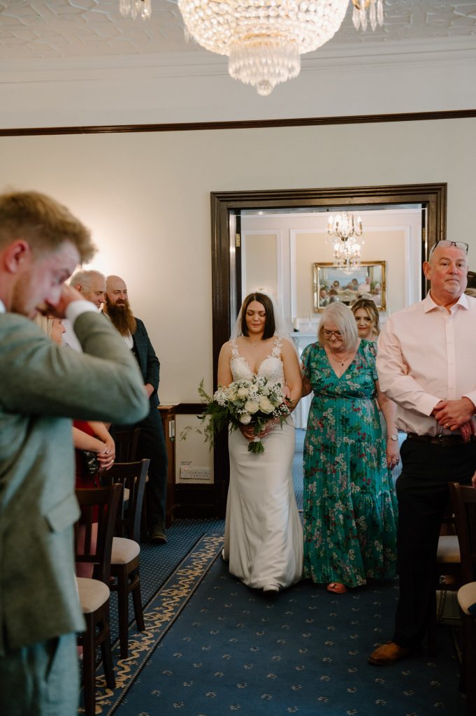 Bride makes her Entrance for Leatherhead Registry Wedding