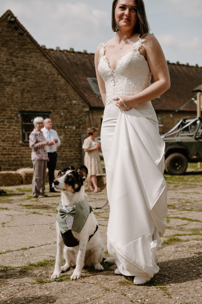 Bride and Her Dog - Oxenford Farm Barn Wedding 