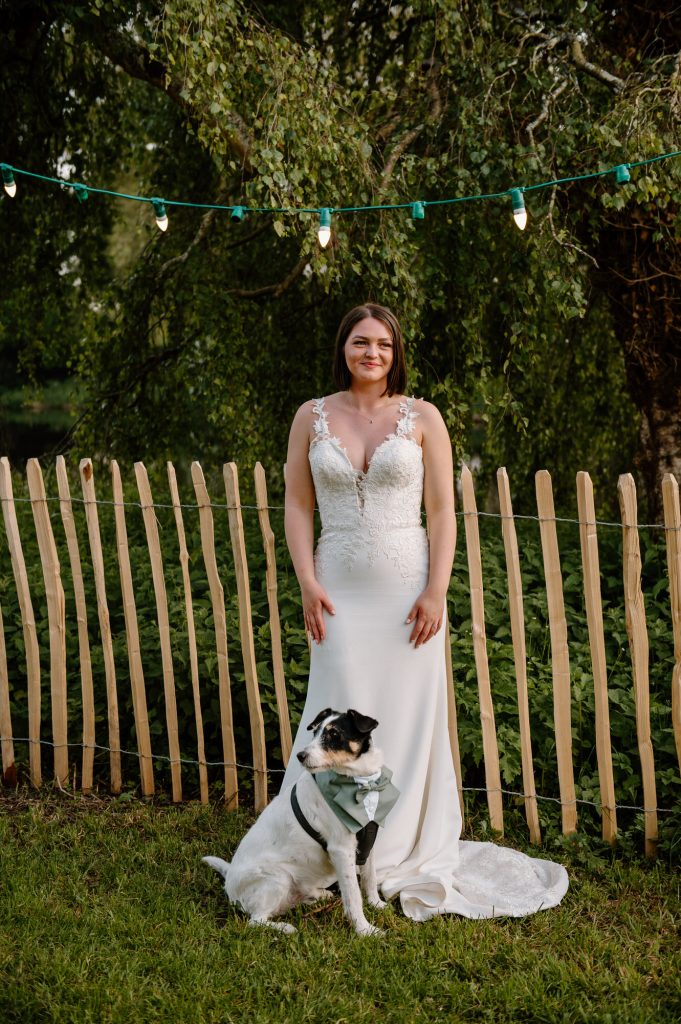Bride and Her Dog - Oxenford Farm Barn Wedding 