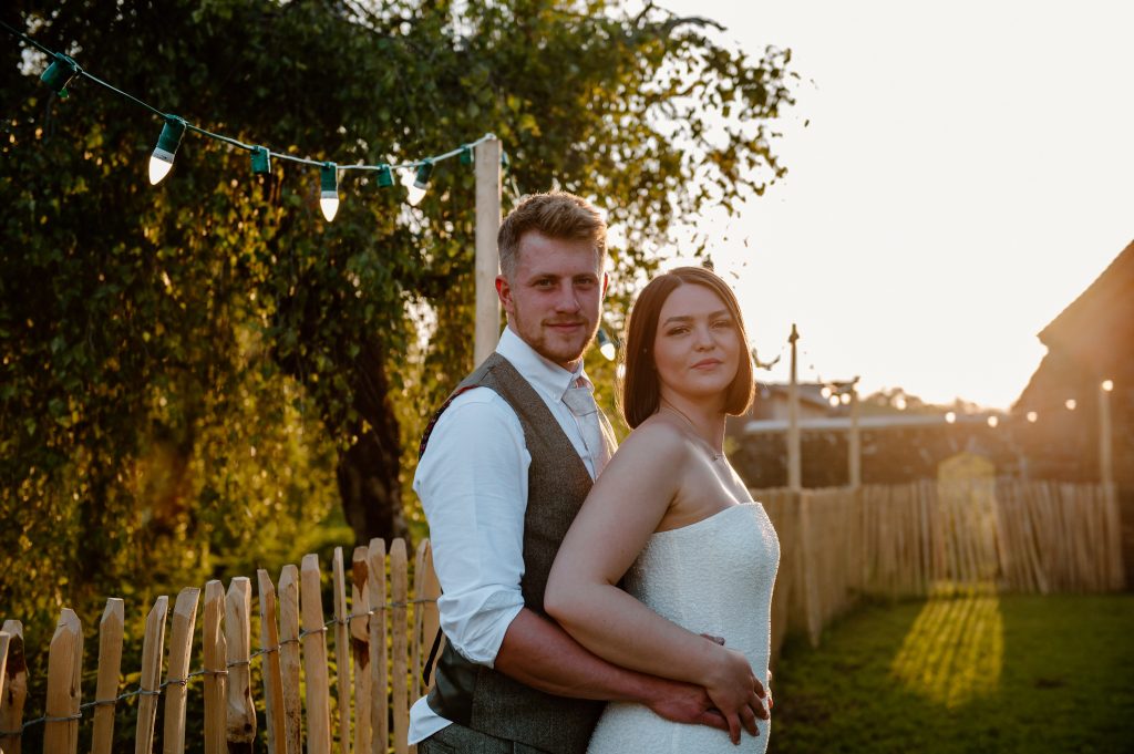 Romantic Evening Sunset Wedding Portrait - Oxenford Farm Barn Wedding