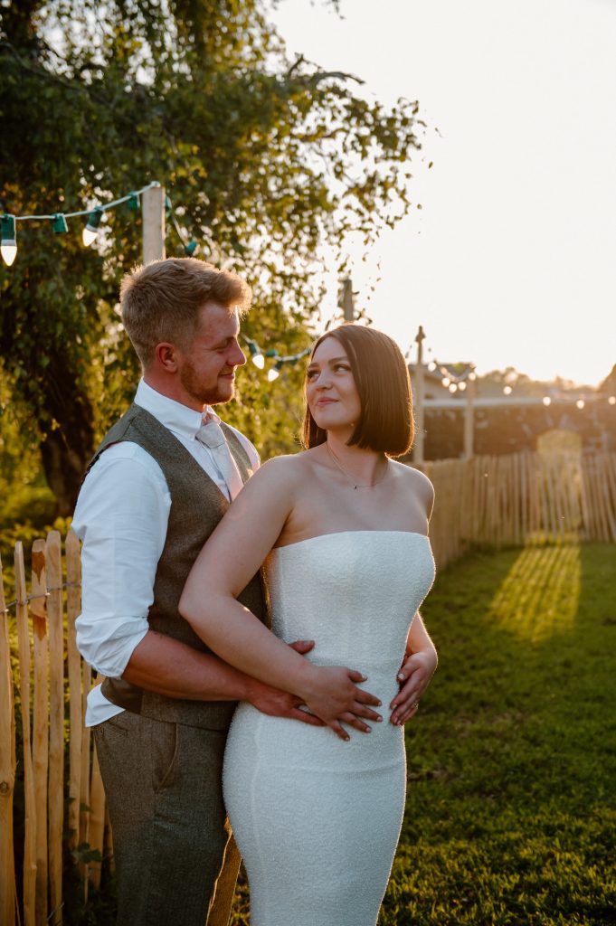 Evening Sunset Wedding Portrait - Oxenford Farm Barn Wedding