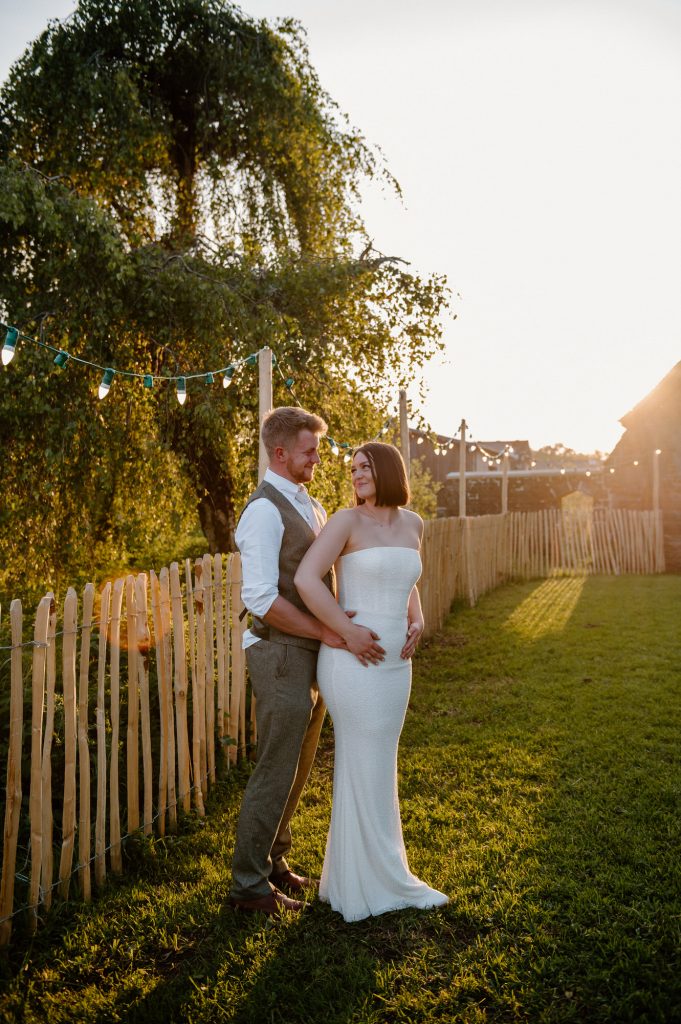 Evening Sunset Wedding Portrait - Oxenford Farm Barn Wedding