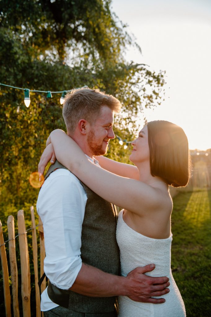 Romantic Evening Sunset Wedding Portrait - Oxenford Farm Barn Wedding